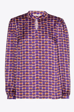 Xandres Blouse seersucker avec imprimé logo-Femme Xandres Plus