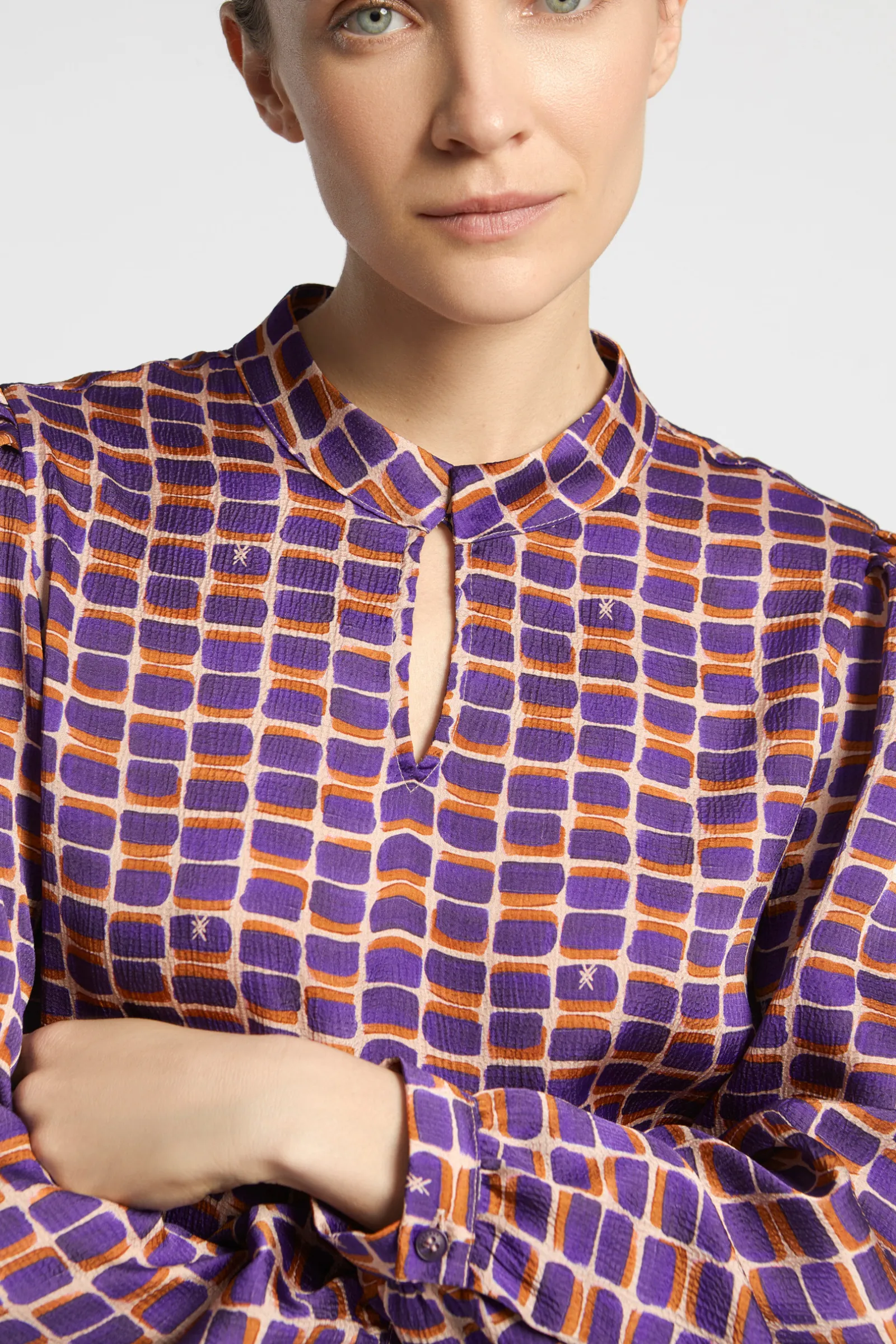 Xandres Blouse seersucker avec imprimé logo-Femme Xandres Plus