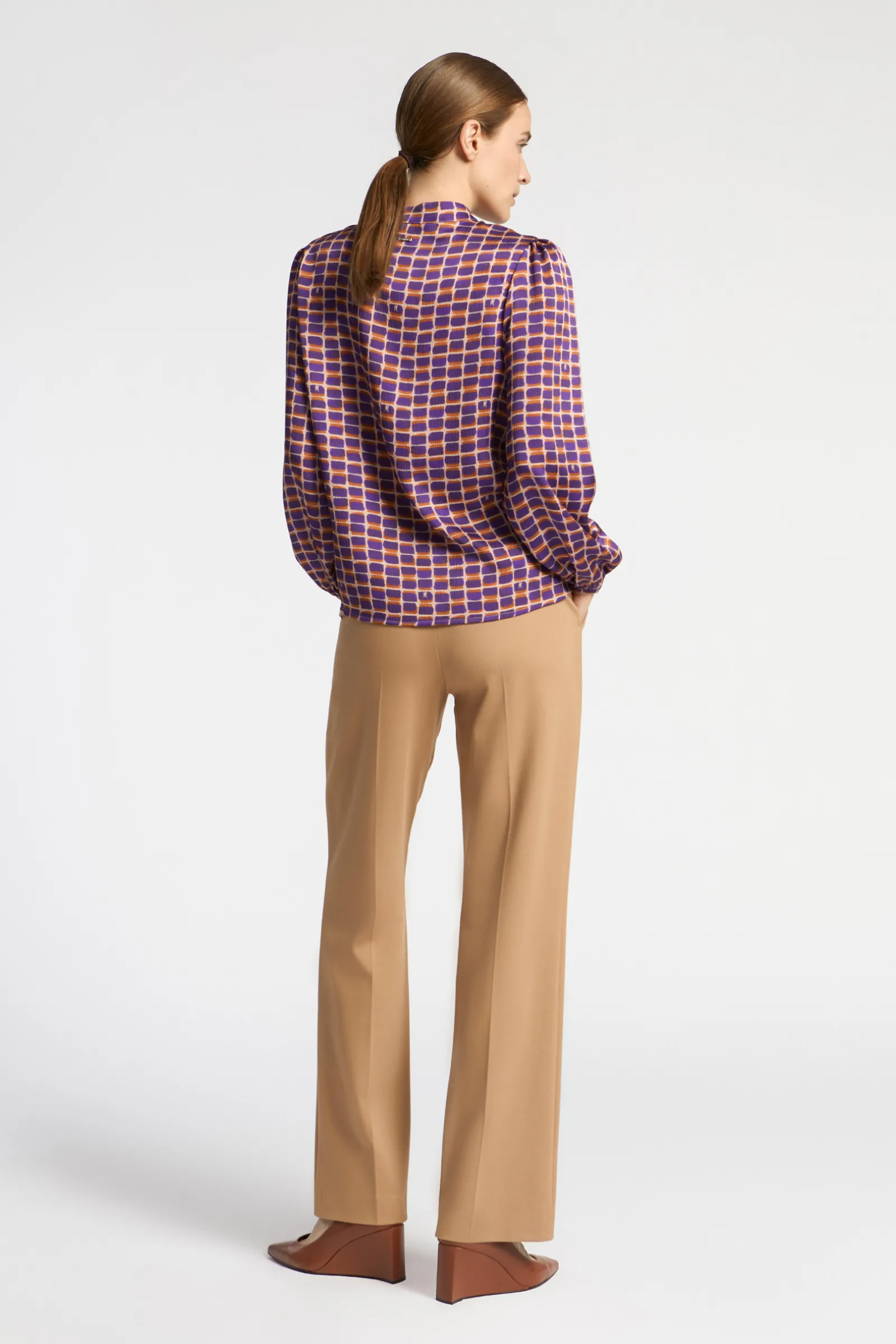 Xandres Blouse seersucker avec imprimé logo-Femme Xandres Plus