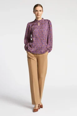 Xandres Blouse seersucker avec imprimé logo-Femme Xandres Plus