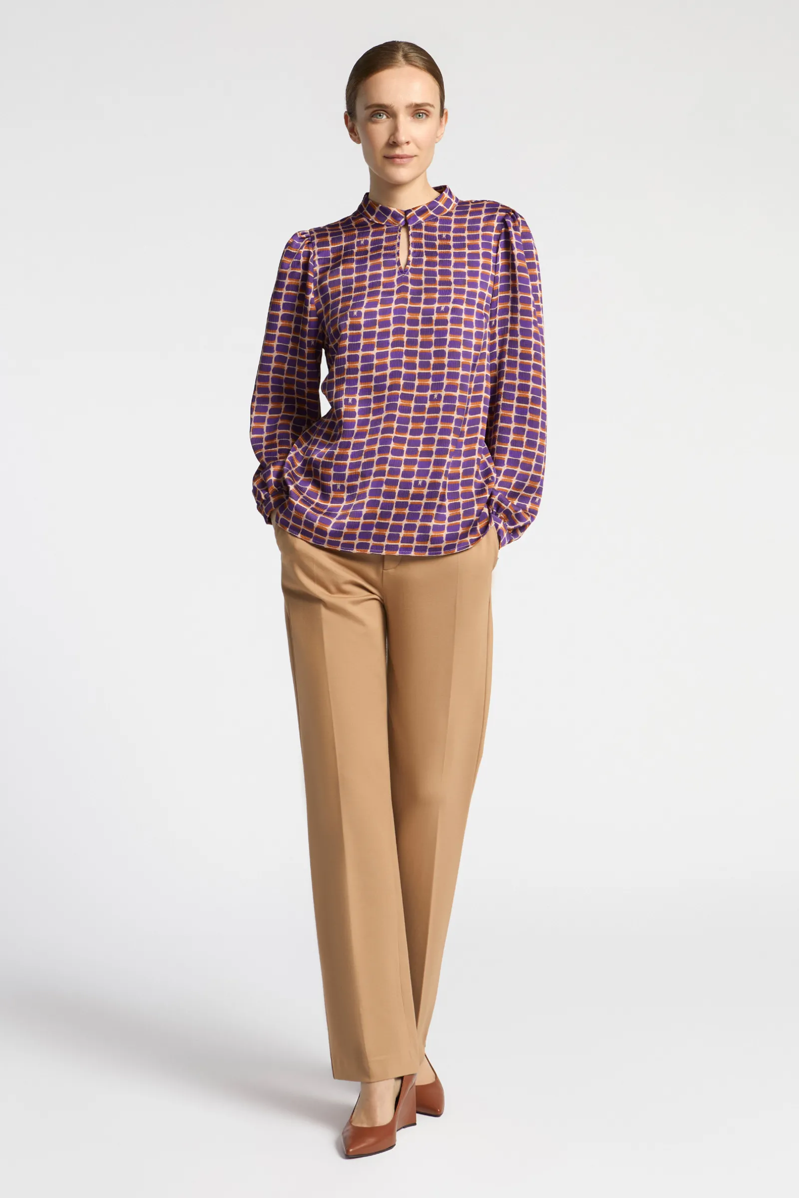 Xandres Blouse seersucker avec imprimé logo-Femme Xandres Plus