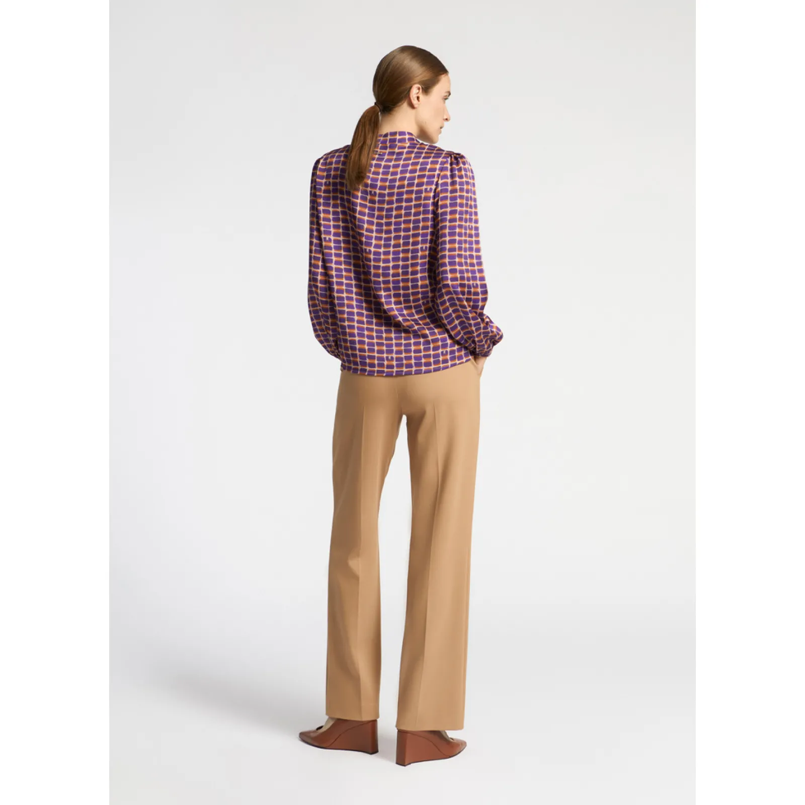 Xandres Blouse seersucker avec imprimé logo-Femme Xandres Plus