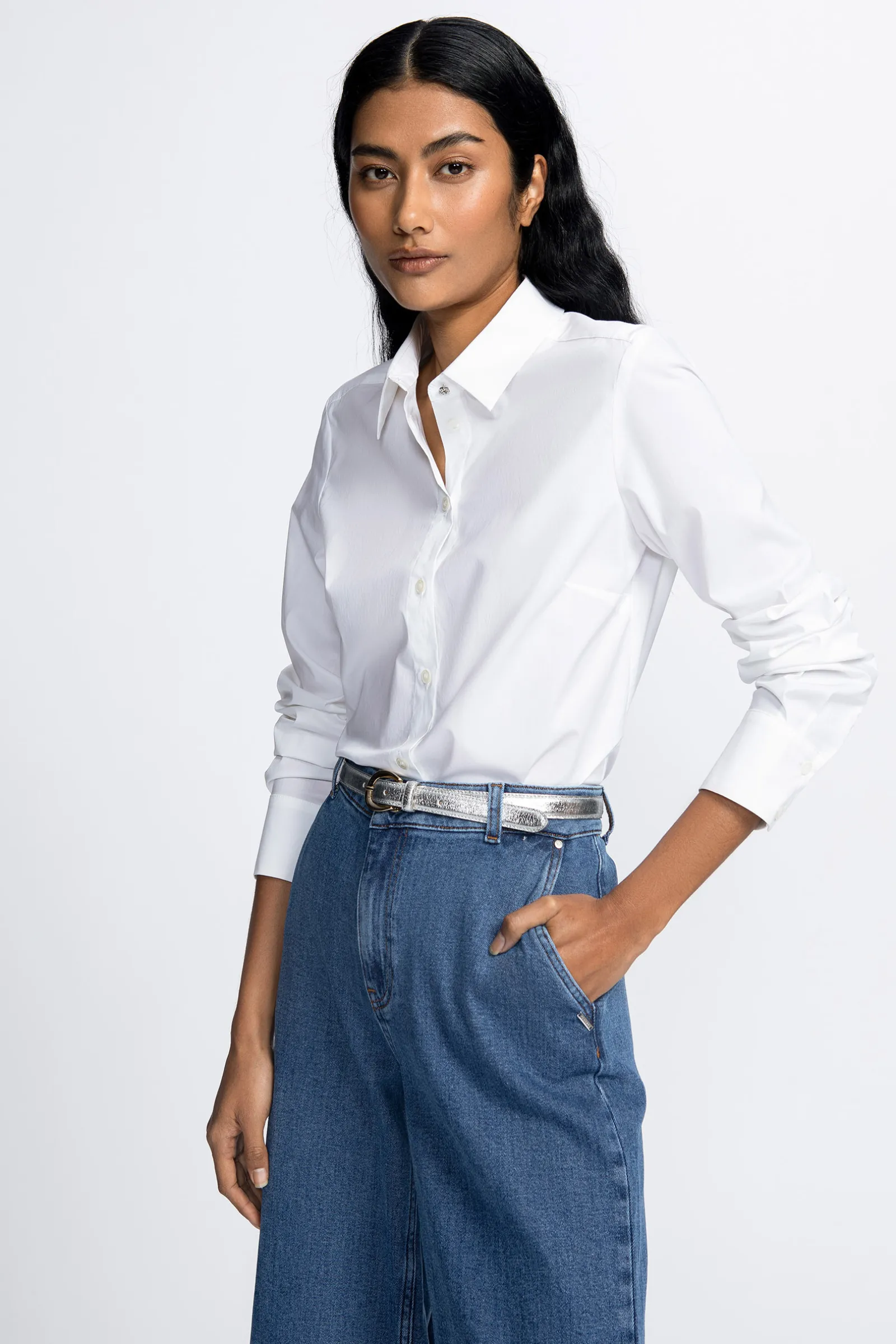 Xandres Chemise en coton blanc à manches longues-Femme Essentials|Blouses