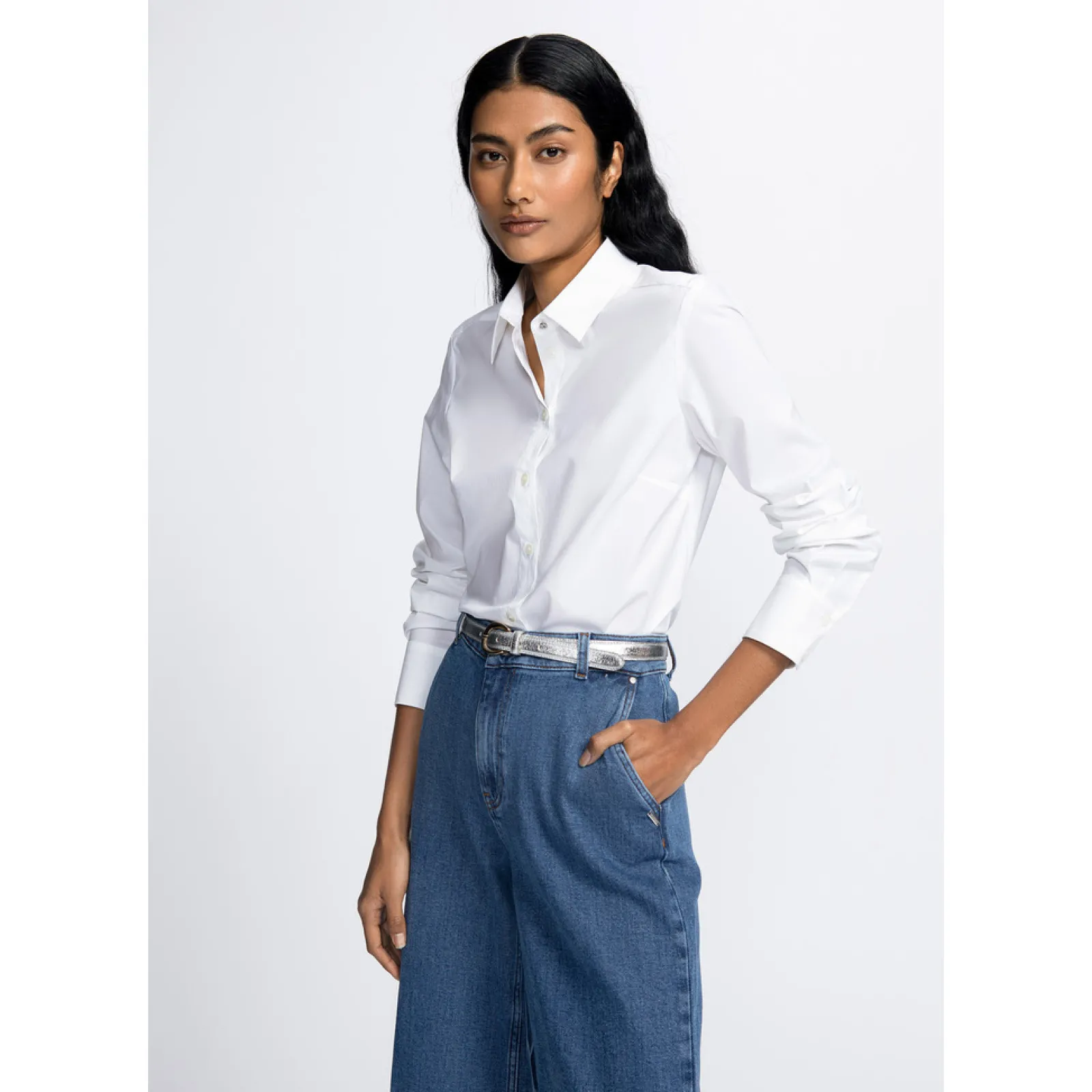 Xandres Chemise en coton blanc à manches longues-Femme Essentials|Blouses