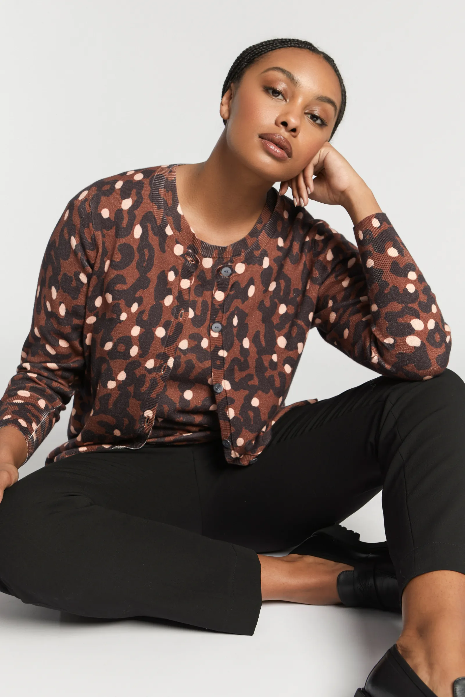 Xandres Fin gilet tissé à motif-Femme Xandres Plus|Pulls & Cardigans