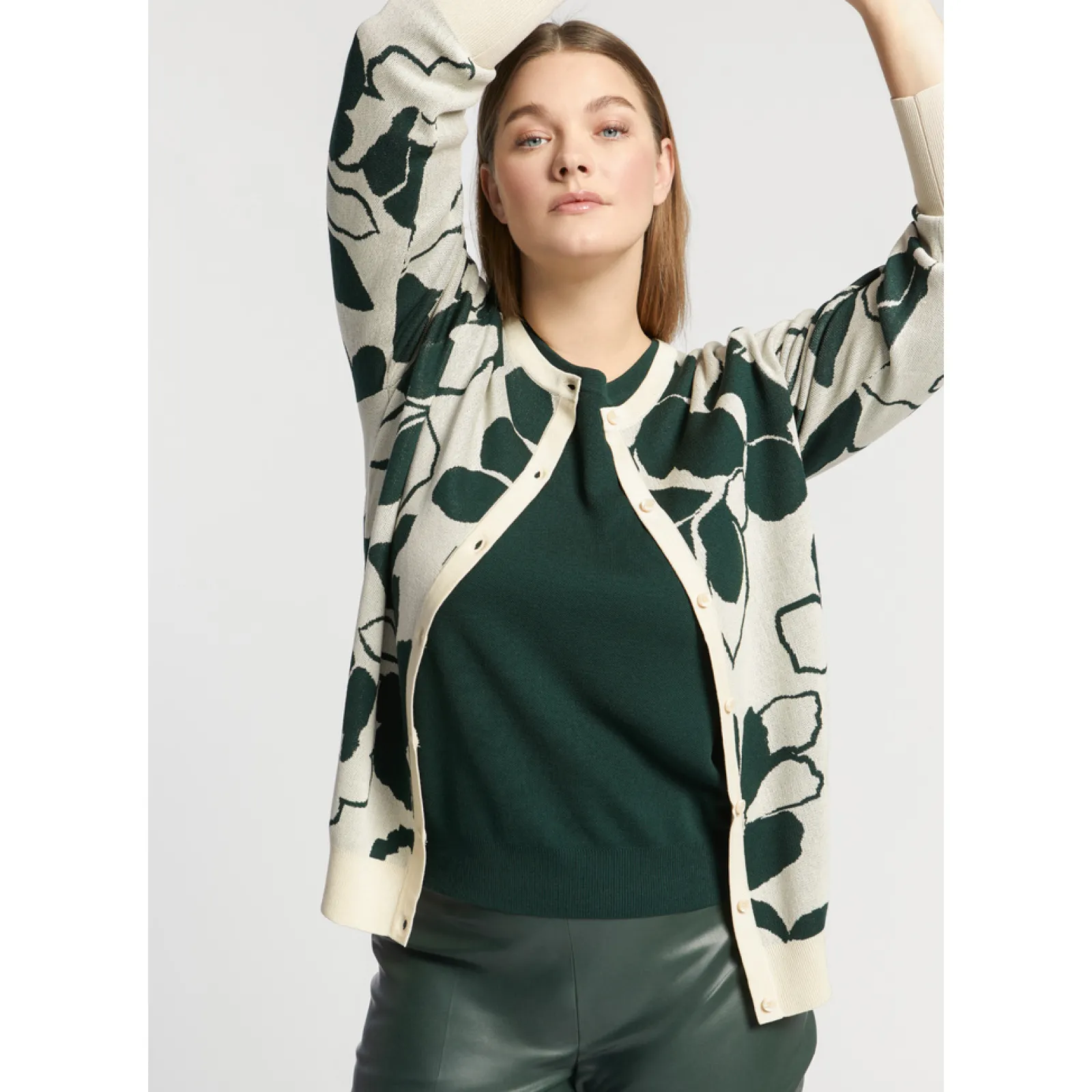 Xandres Gilet à motif floral en jacquard-Femme Xandres Plus|Pulls & Cardigans