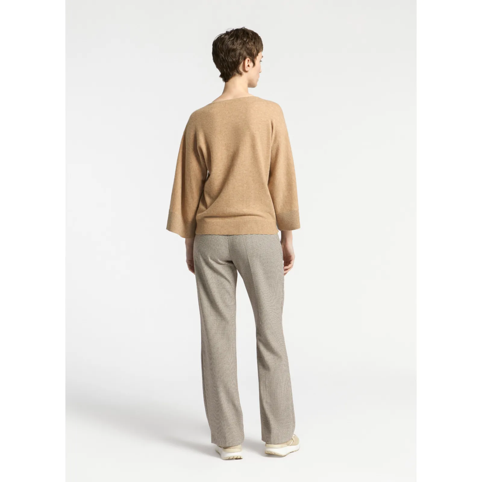 Xandres Pantalon avec motif à petits carreaux-Femme Pantalons