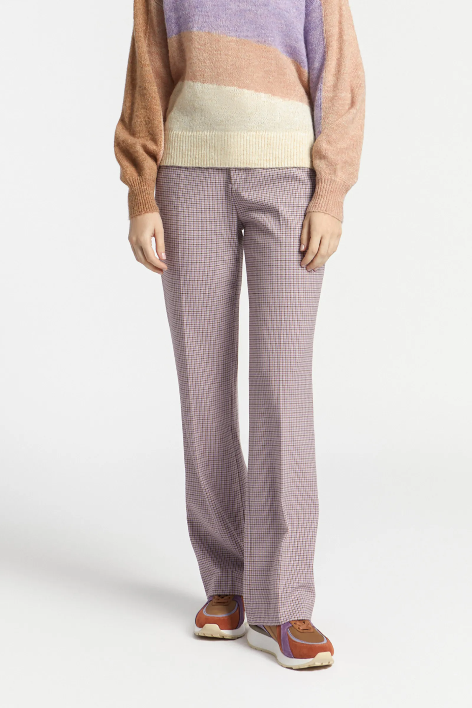 Xandres Pantalon avec subtil motif à carreaux-Femme Pantalons