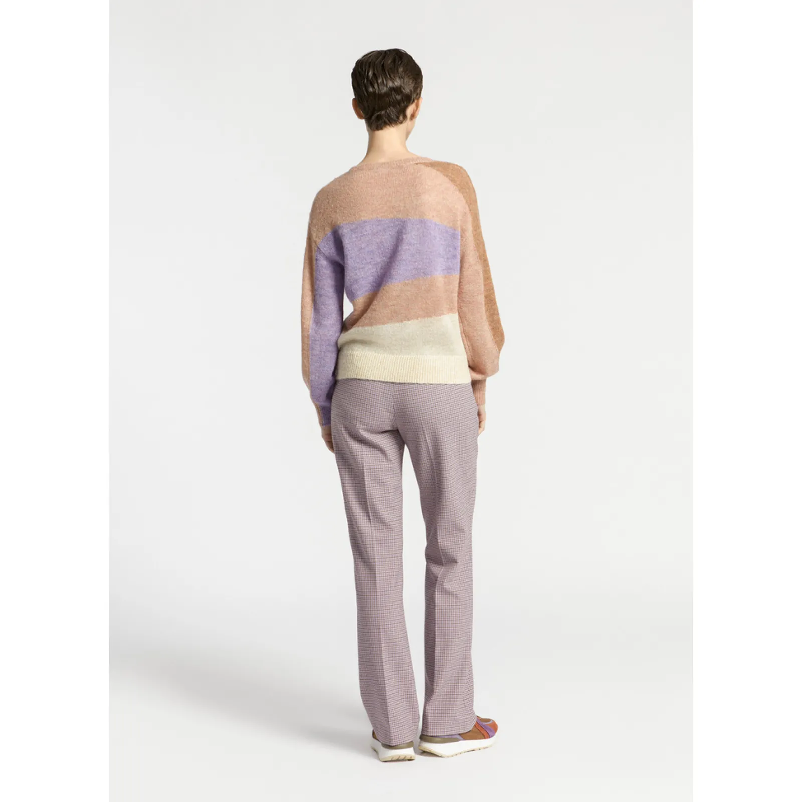 Xandres Pantalon avec subtil motif à carreaux-Femme Pantalons