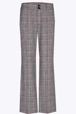 Xandres Pantalon à carreaux à jambes droites-Femme Pantalons