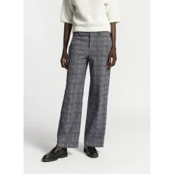 Xandres Pantalon à carreaux à jambes larges-Femme Pantalons