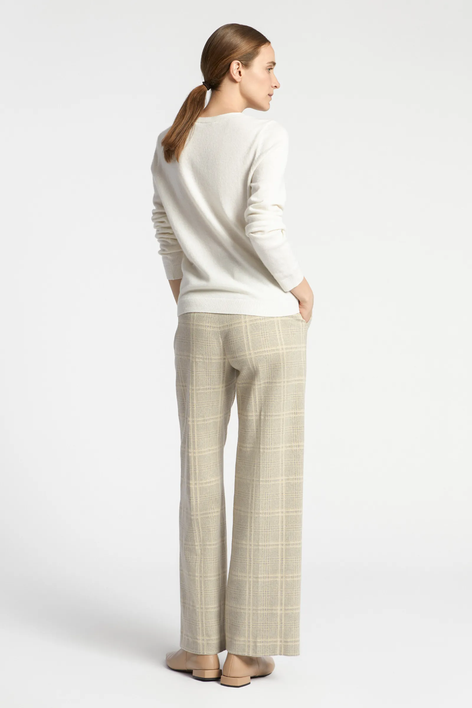 Xandres Pantalon à carreaux à jambes larges-Femme Pantalons