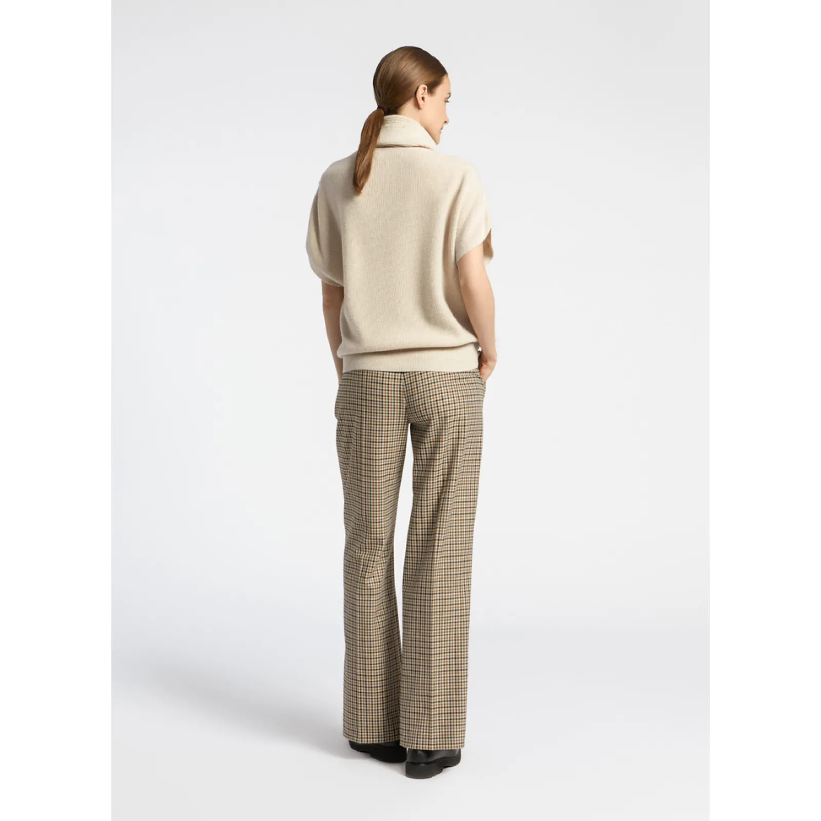 Xandres Pantalon à carreaux à jambes larges-Femme Pantalons