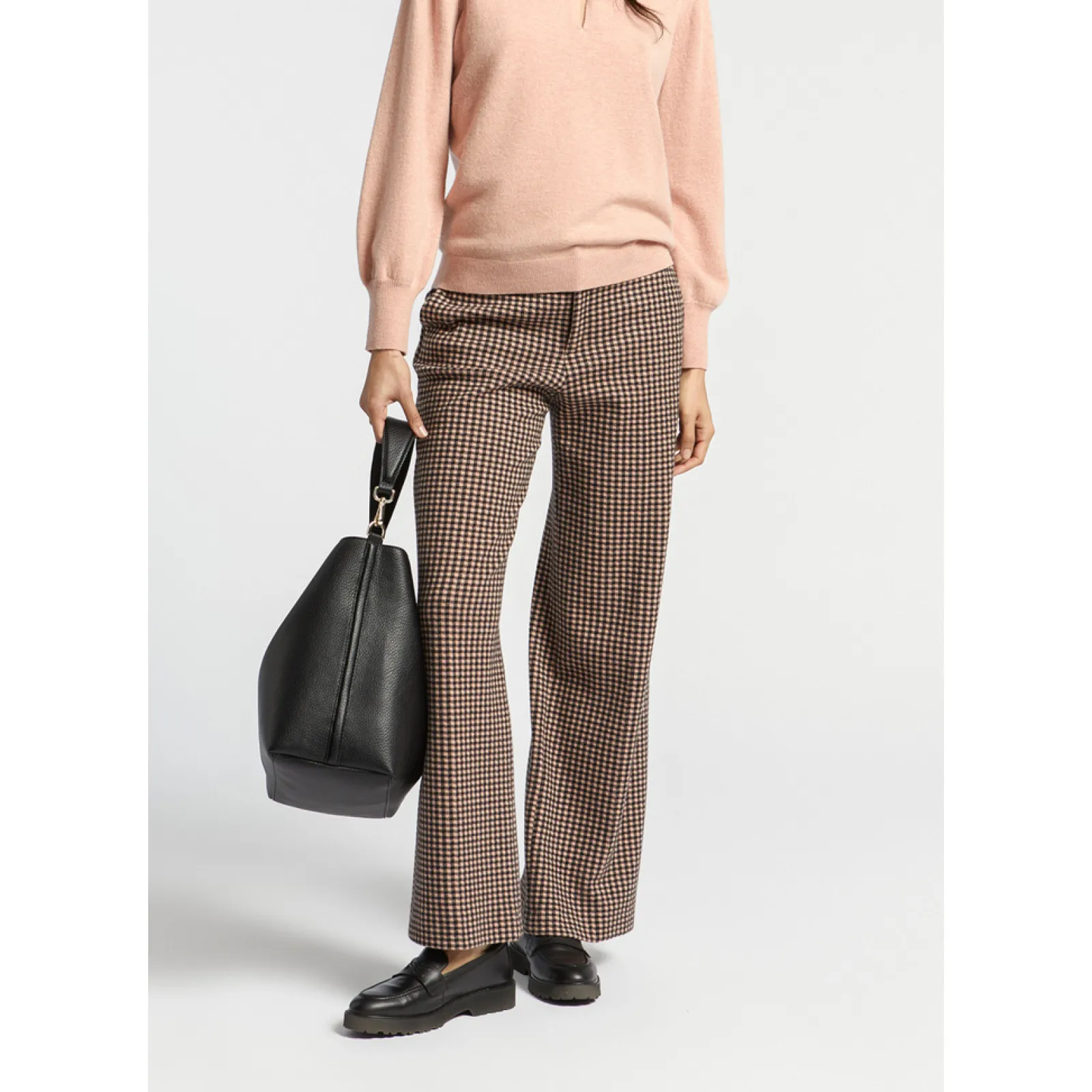 Xandres Pantalon à carreaux à jambes larges-Femme Pantalons
