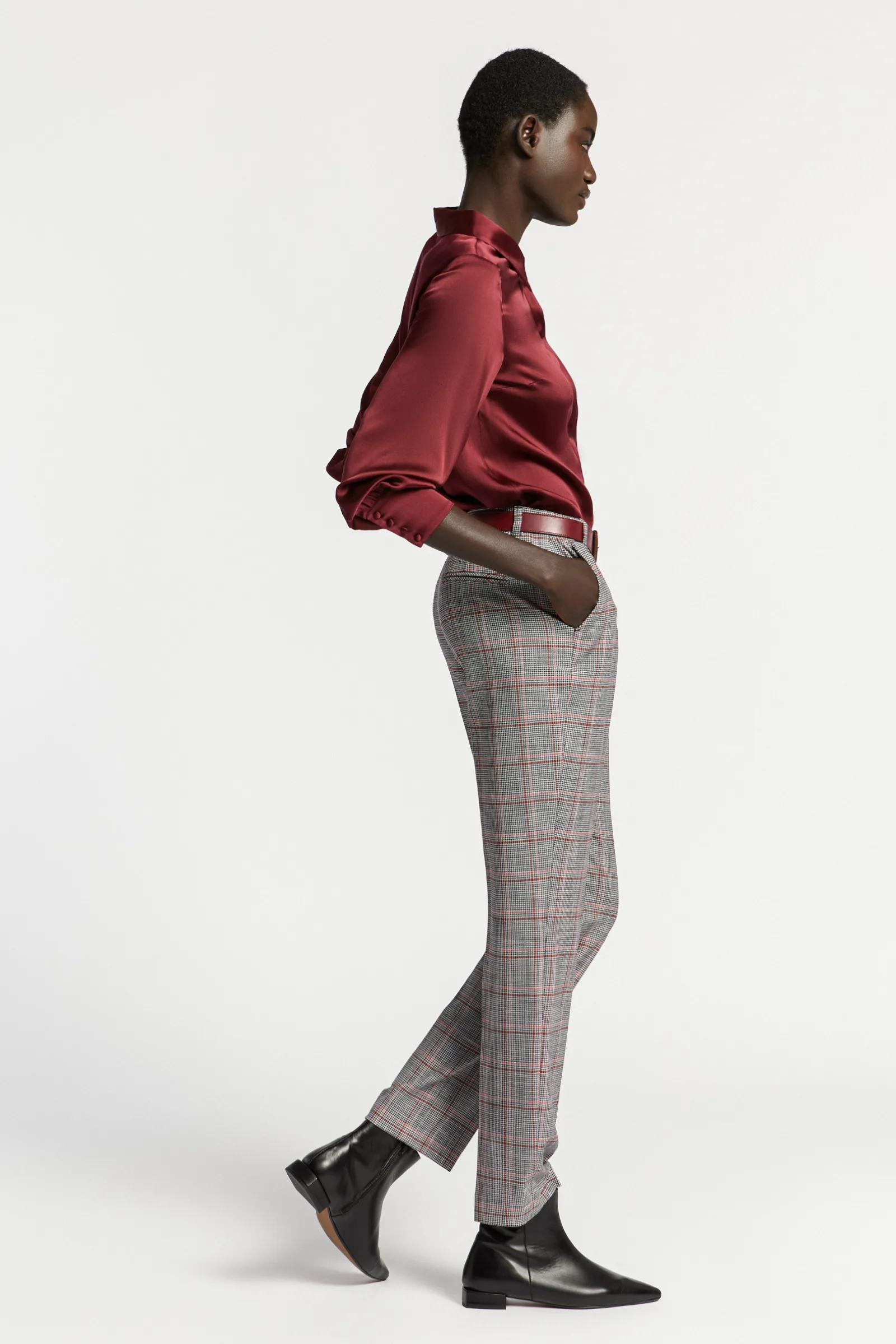 Xandres Pantalon à carreaux à jambes étroites-Femme Pantalons