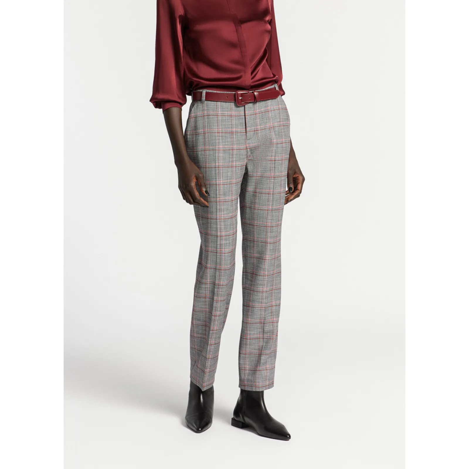Xandres Pantalon à carreaux à jambes étroites-Femme Pantalons