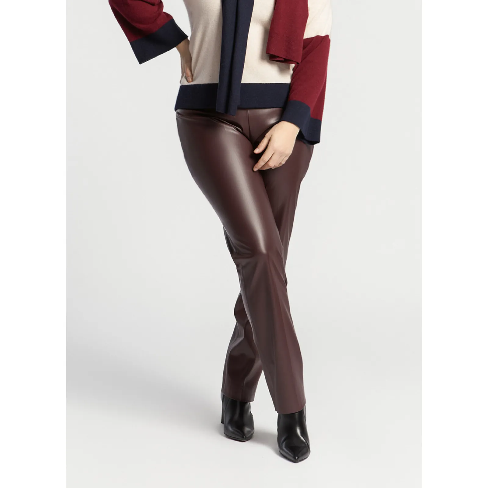 Xandres Pantalon en faux cuir à élastique-Femme Xandres Plus|Pantalons