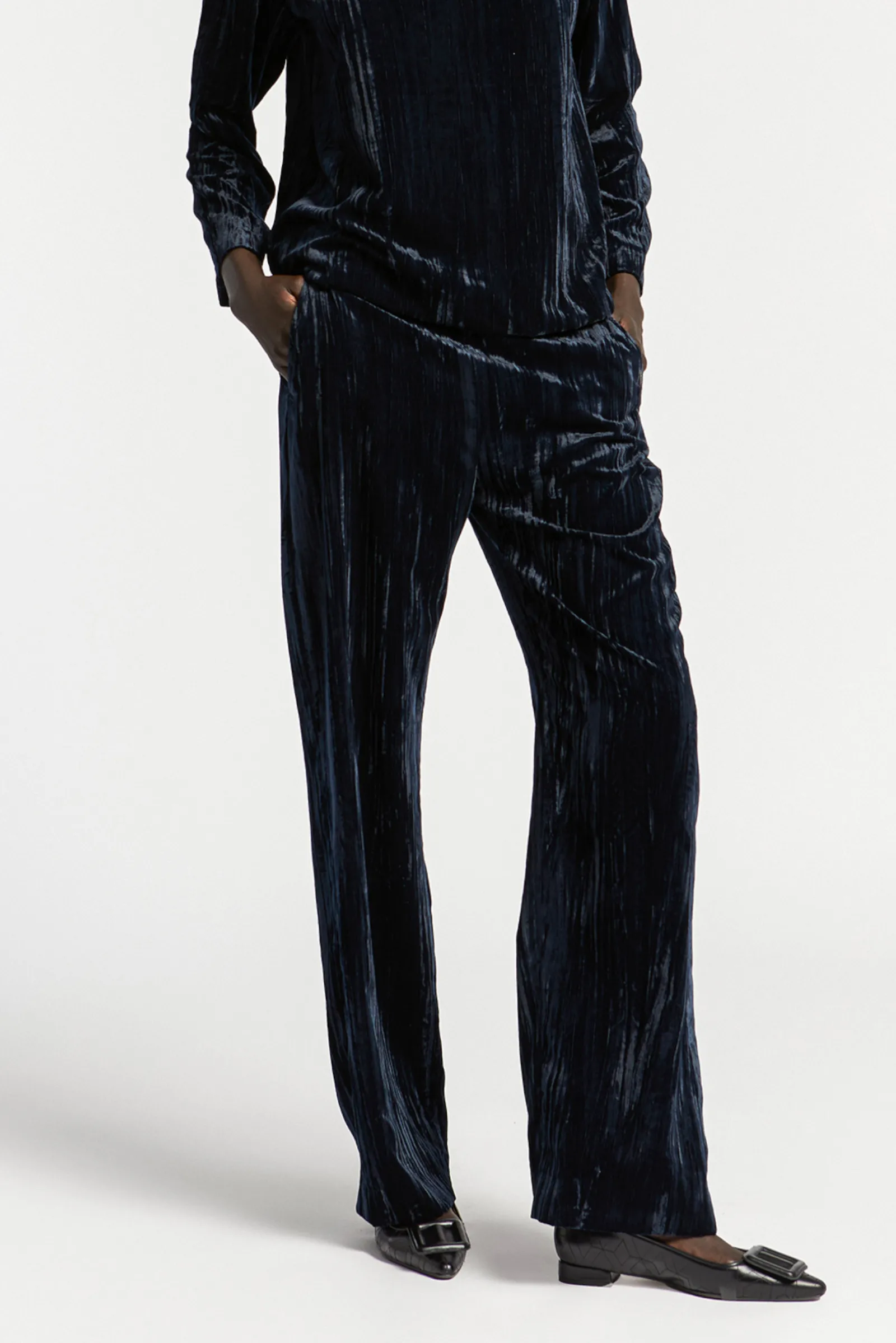 Xandres Pantalon en velours écrasé-Femme Pantalons