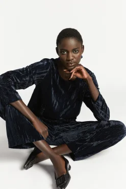Xandres Pantalon en velours écrasé-Femme Pantalons
