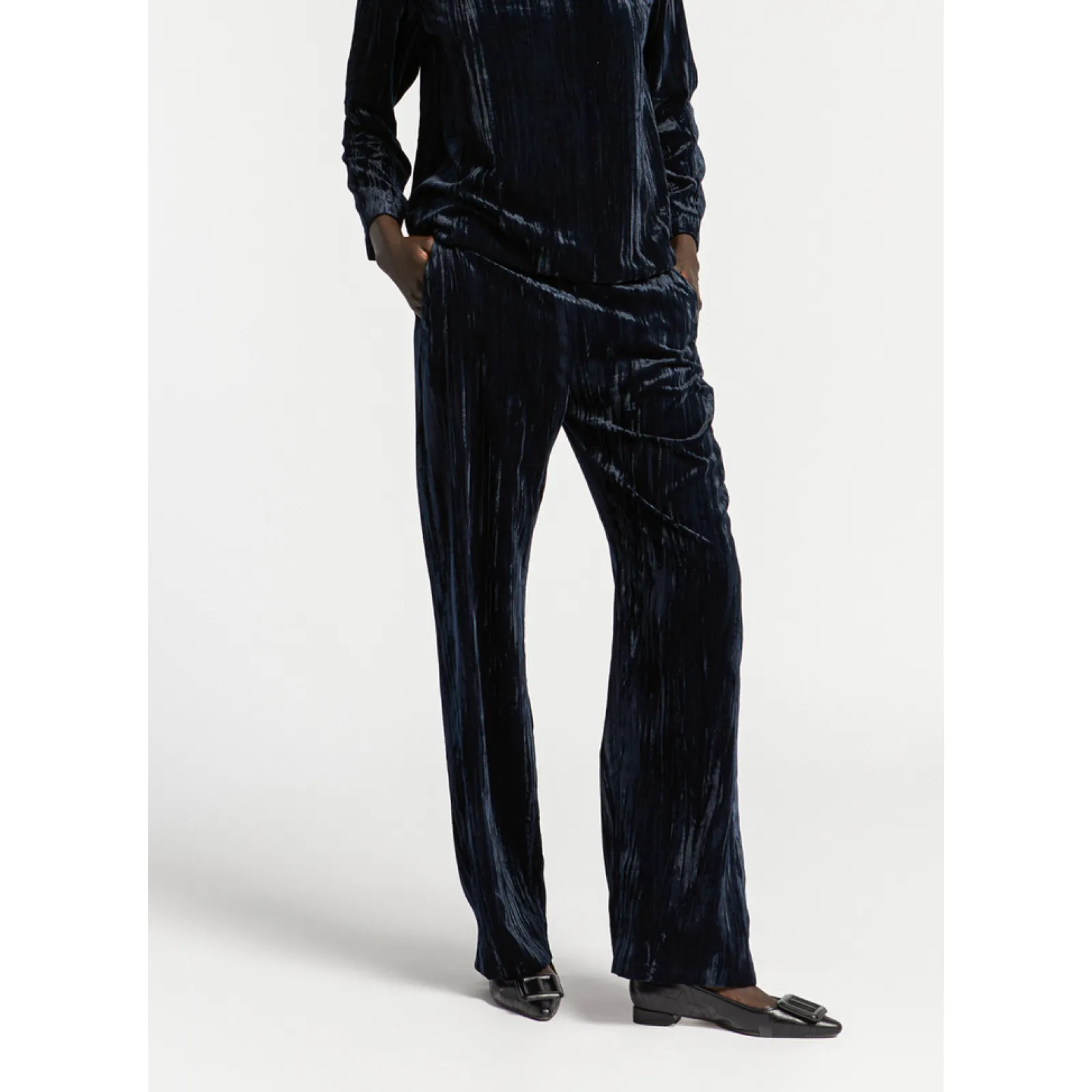 Xandres Pantalon en velours écrasé-Femme Pantalons