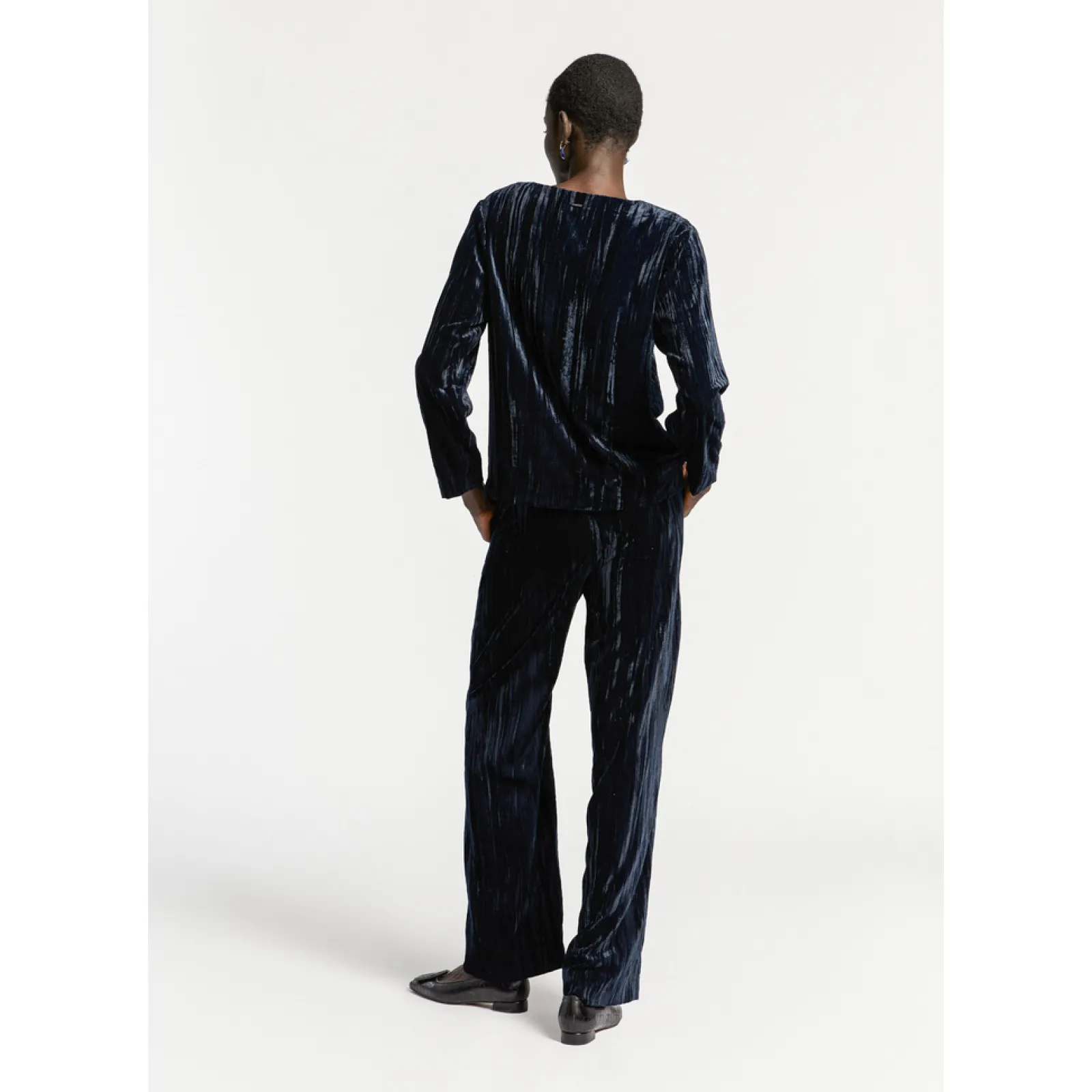 Xandres Pantalon en velours écrasé-Femme Pantalons