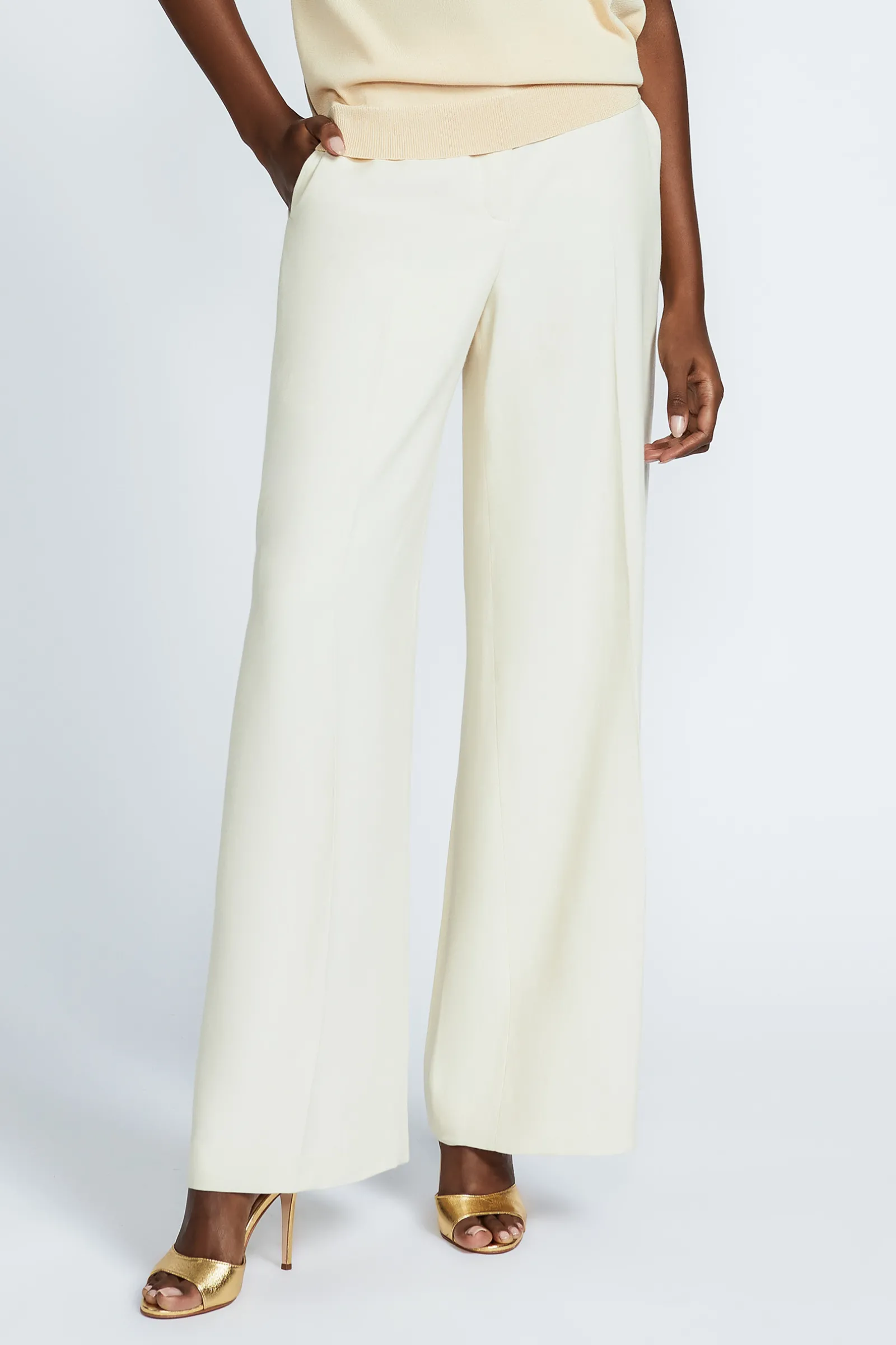 Xandres Pantalon habillé à jambes larges-Femme Pantalons