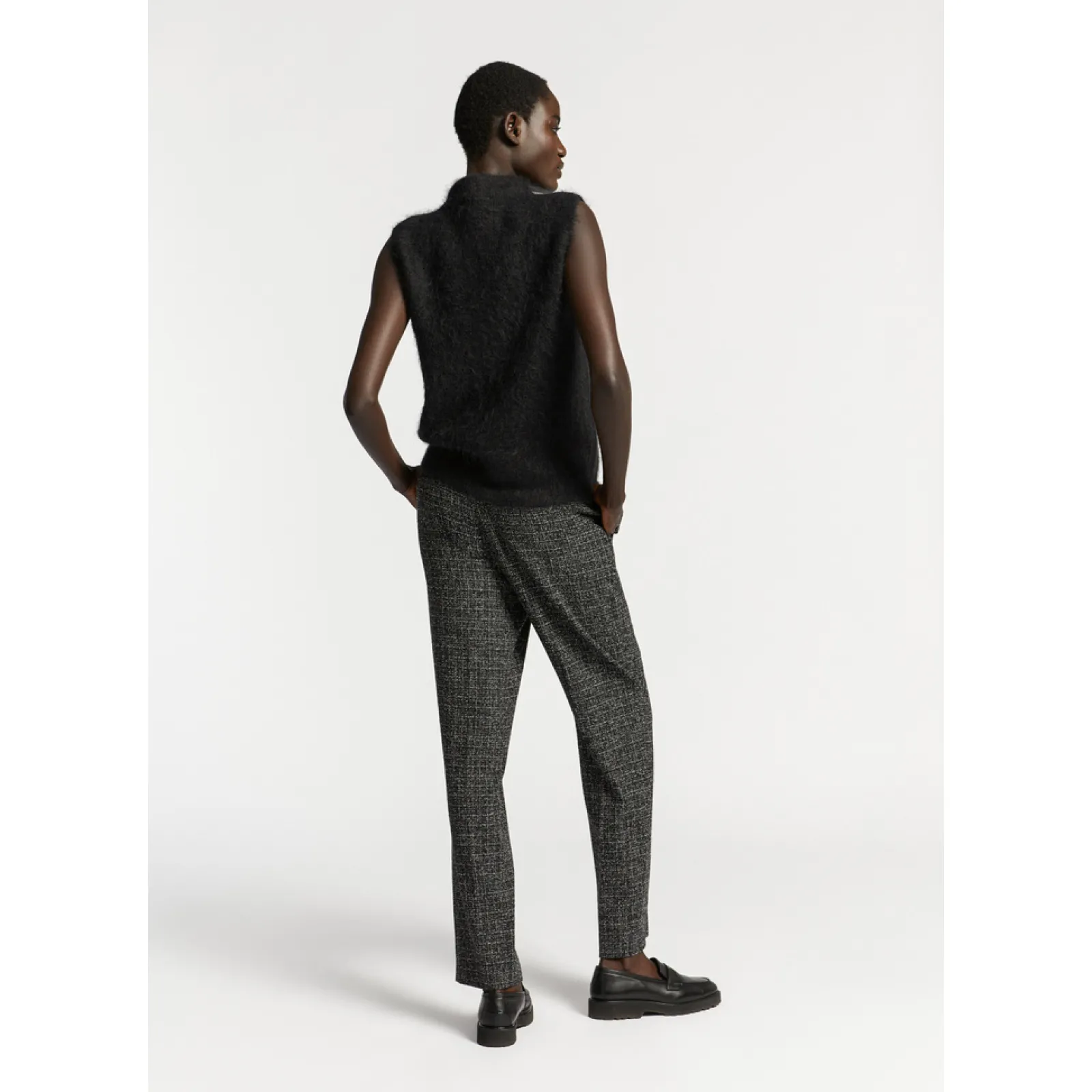 Xandres Pantalon à jambes étroites en tissu bouclettes-Femme Pantalons