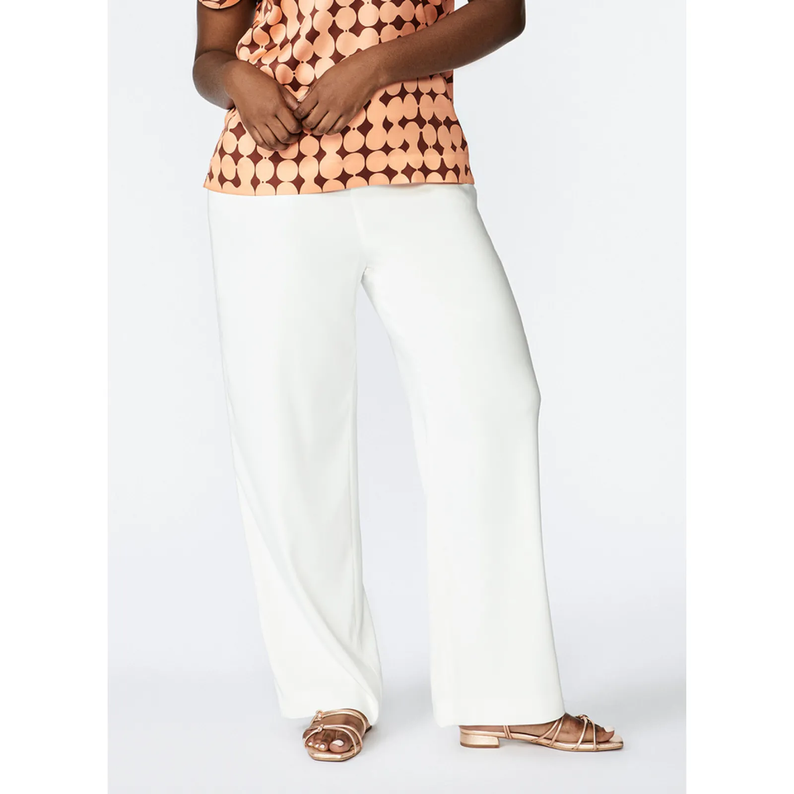 Xandres Pantalon large blanc-Femme Xandres Plus|Essentials