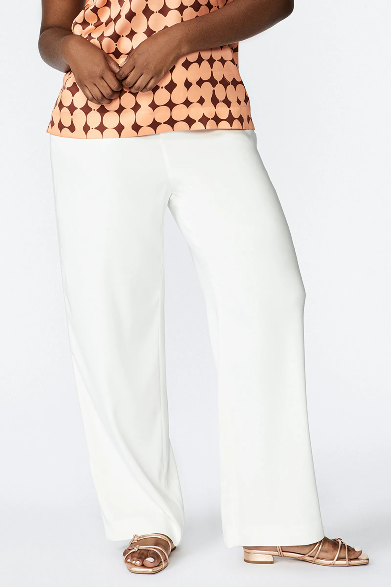 Xandres Pantalon large blanc-Femme Xandres Plus|Essentials