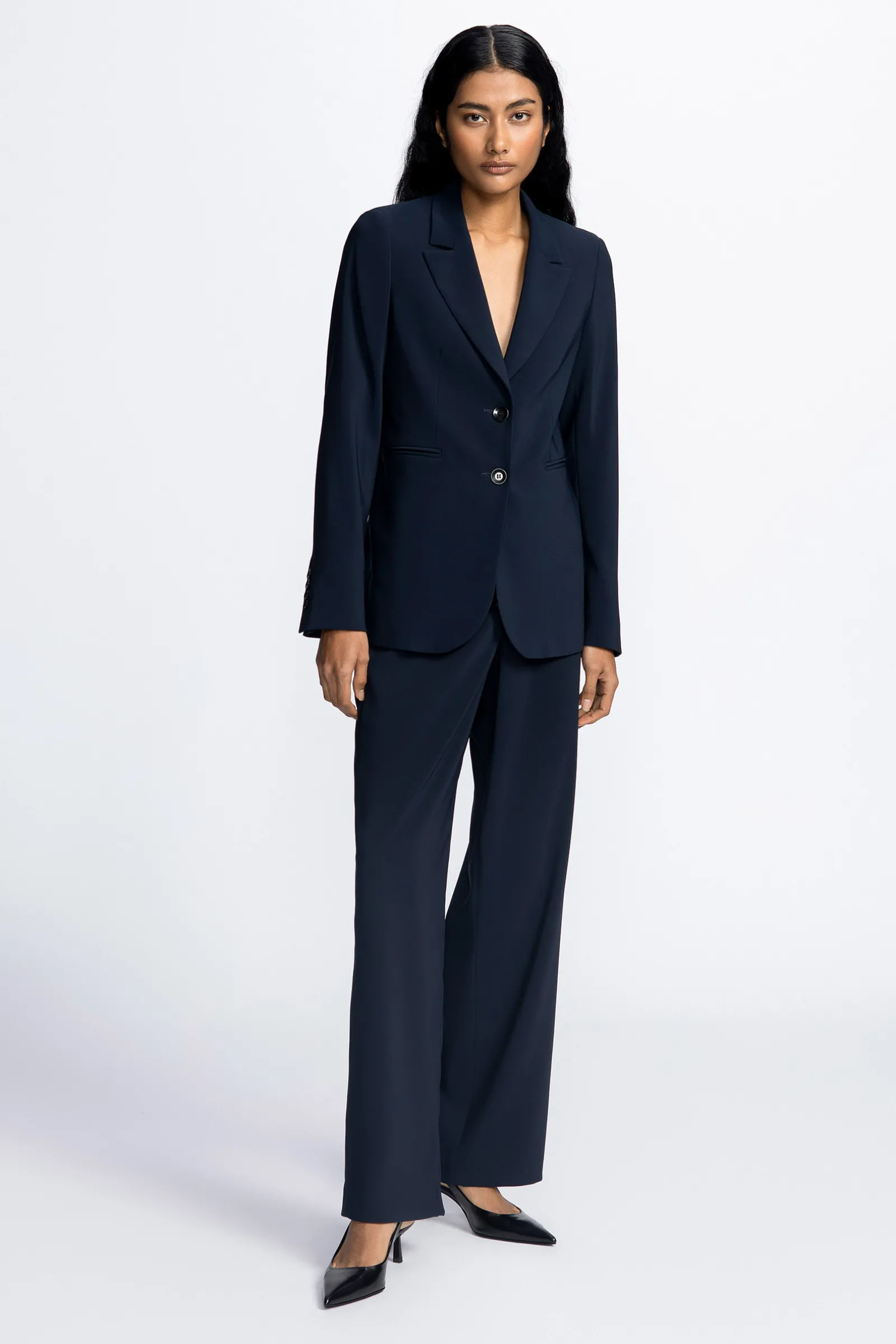 Xandres Pantalon large bleu marine-Femme Xandres Plus|Essentials