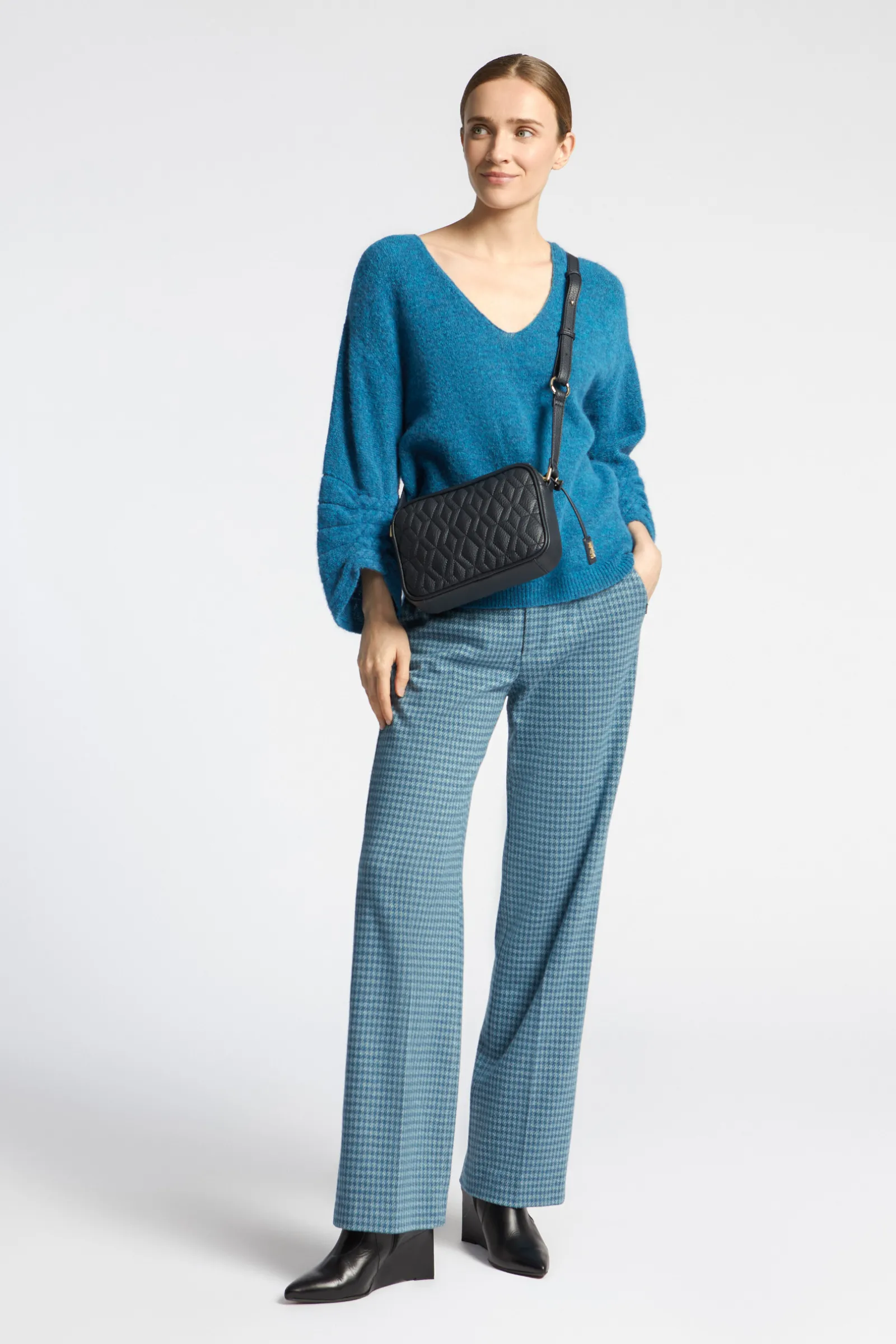 Xandres Pantalon à motif pied-de-poule-Femme Pantalons