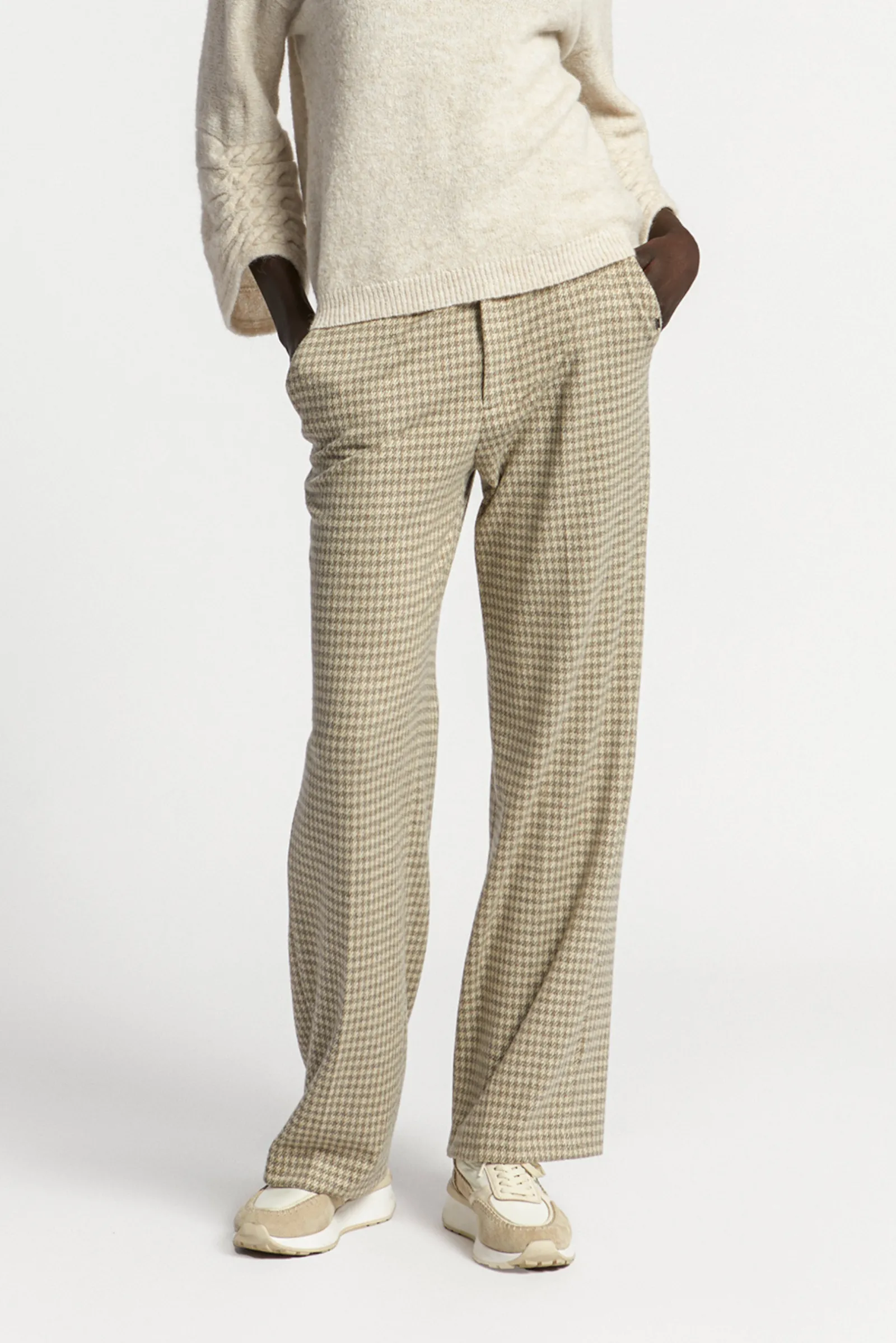 Xandres Pantalon à motif pied-de-poule-Femme Pantalons