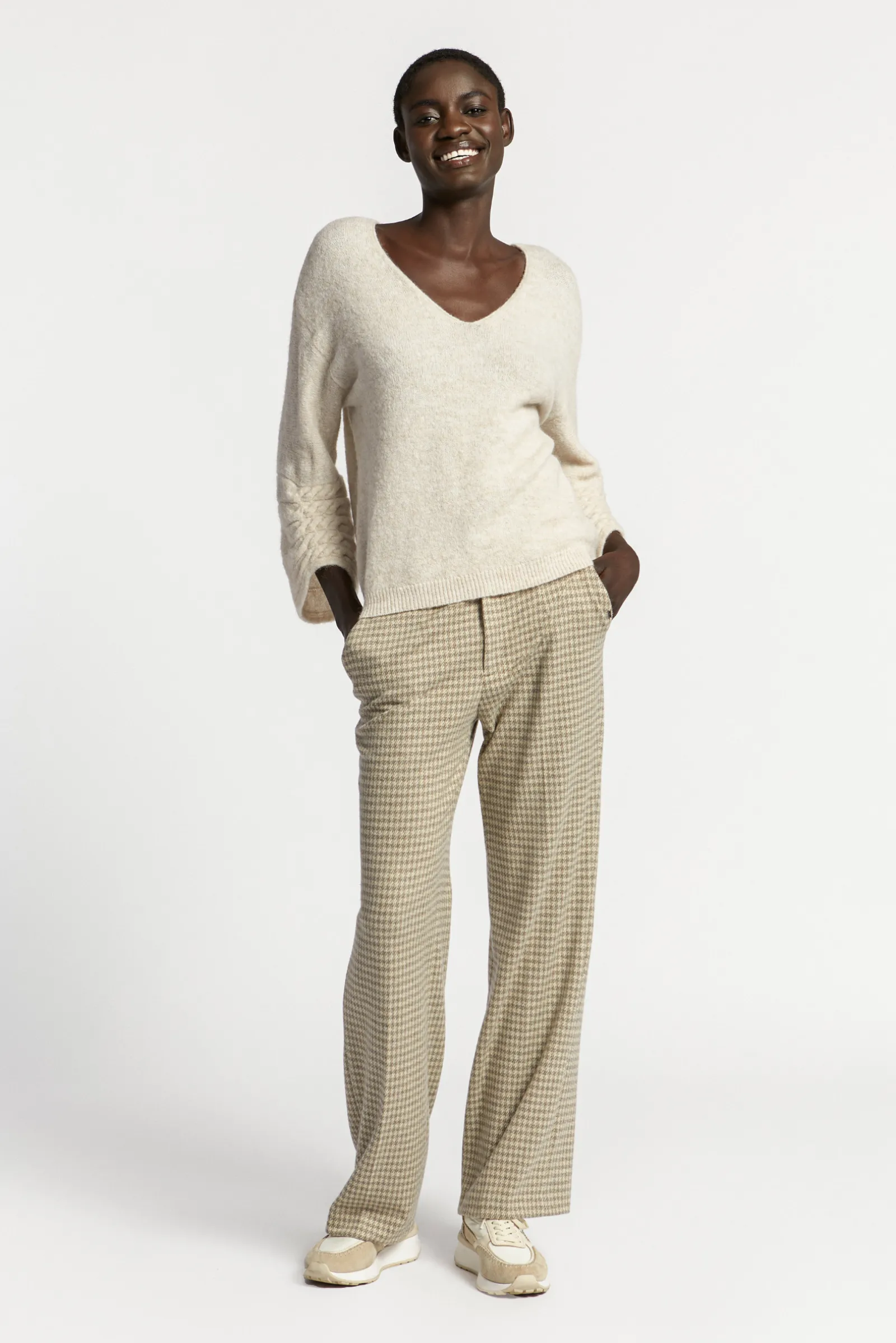 Xandres Pantalon à motif pied-de-poule-Femme Pantalons