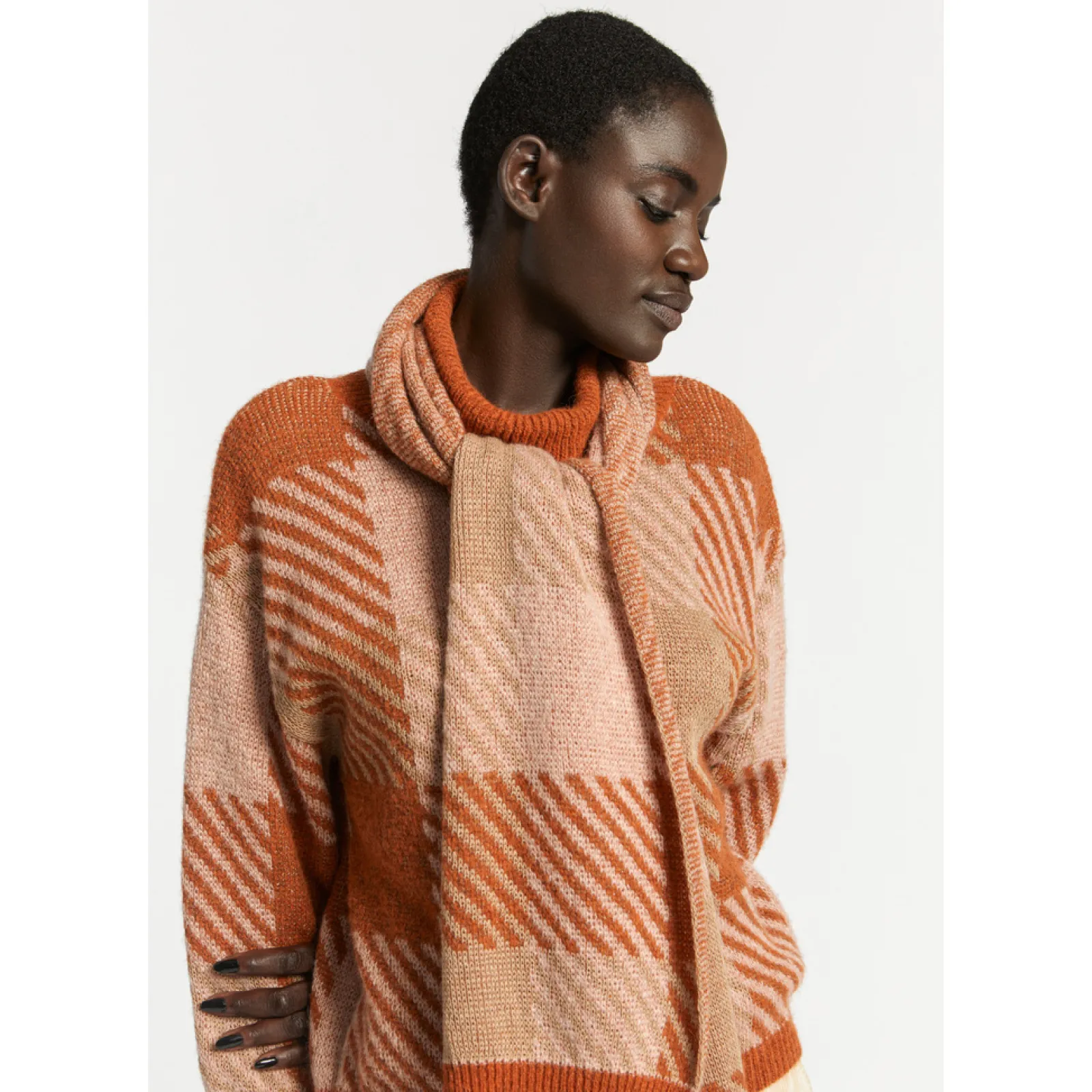 Xandres Pull à carreaux contenant de la laine d’alpaga-Femme Xandres Plus|Pulls & Cardigans