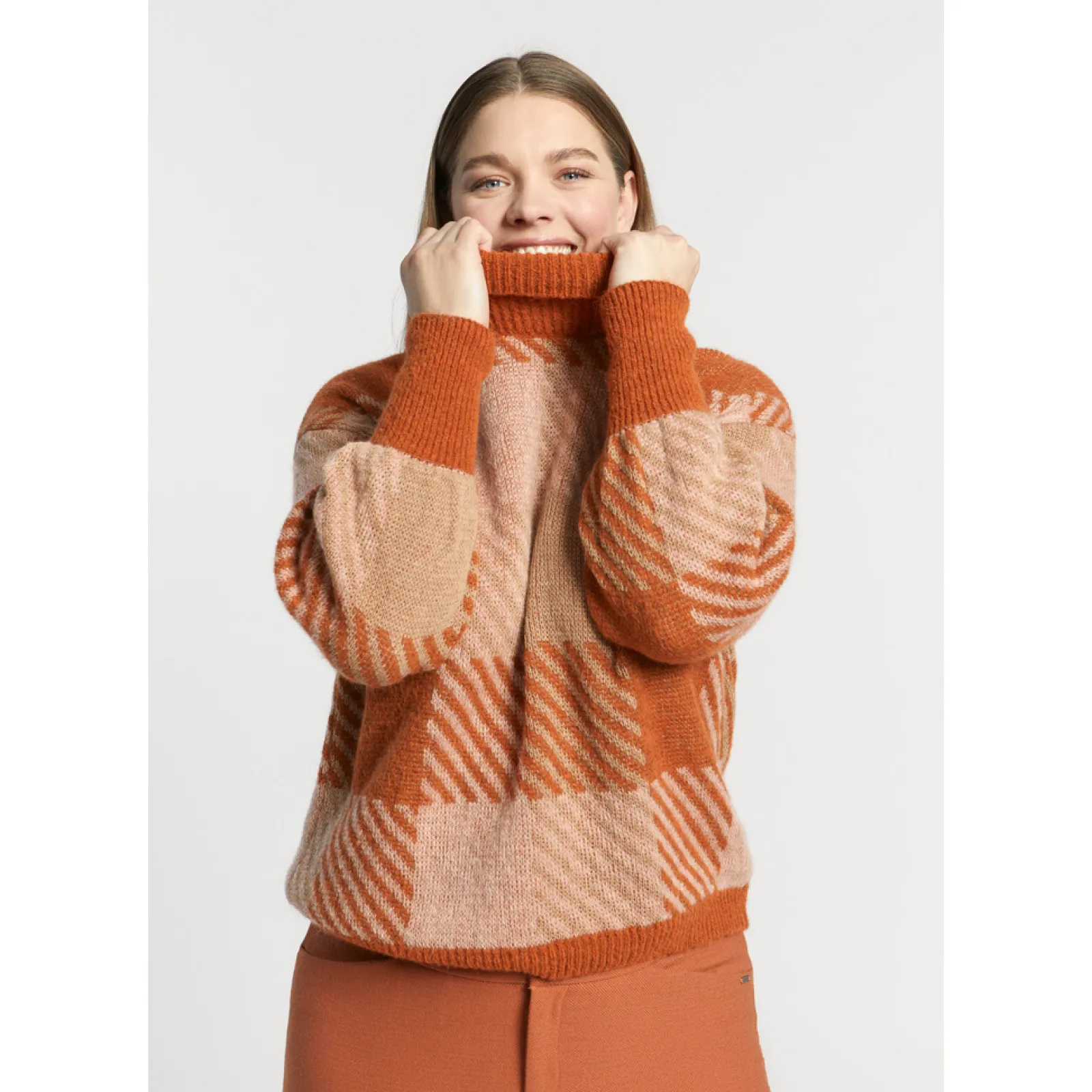 Xandres Pull à carreaux contenant de la laine d’alpaga-Femme Xandres Plus|Pulls & Cardigans