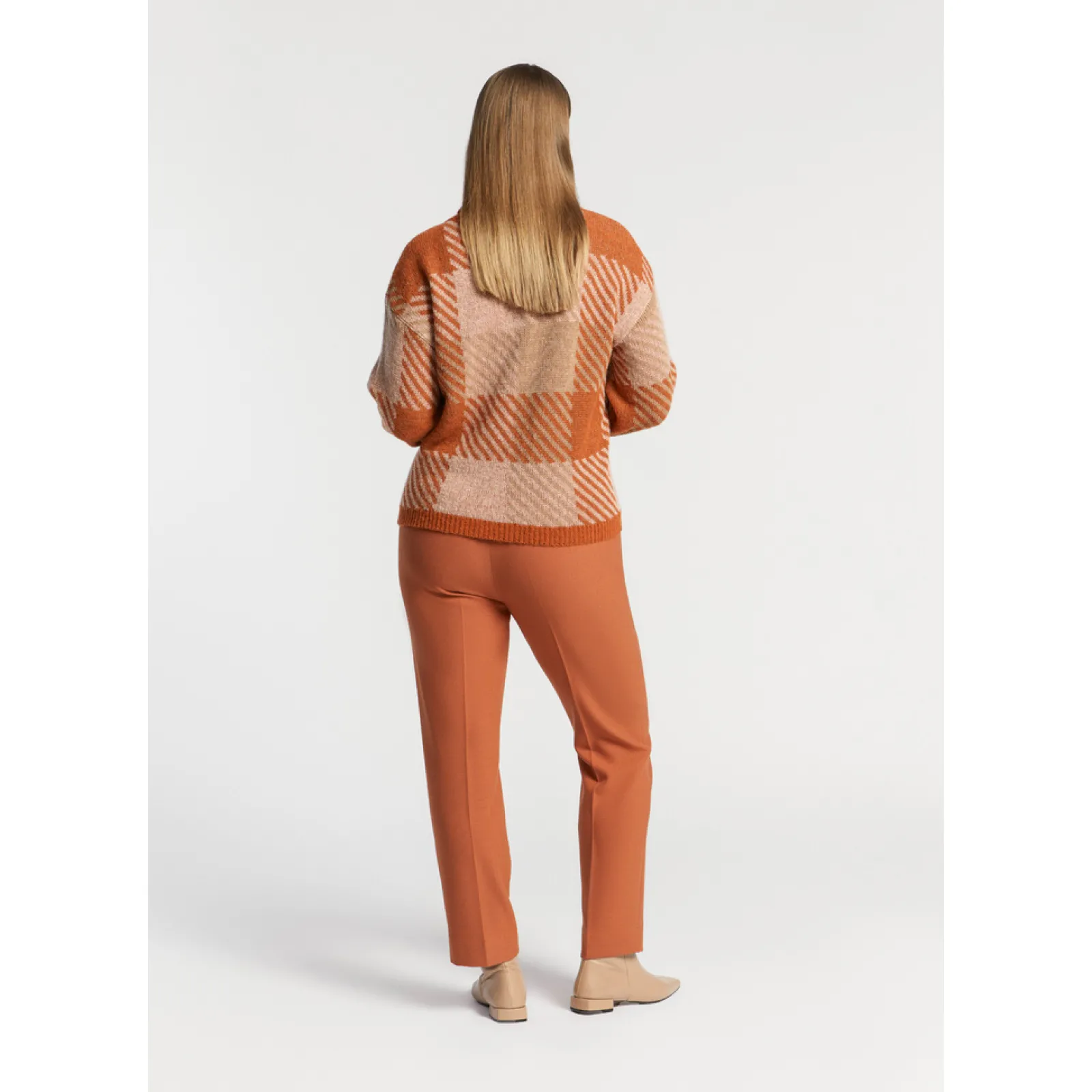 Xandres Pull à carreaux contenant de la laine d’alpaga-Femme Xandres Plus|Pulls & Cardigans