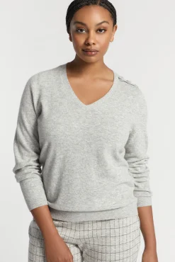Xandres Pull à col en V en maille fine-Femme Xandres Plus|Pulls & Cardigans