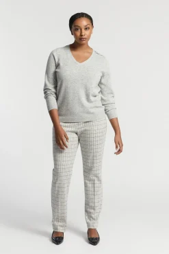 Xandres Pull à col en V en maille fine-Femme Xandres Plus|Pulls & Cardigans