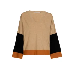Xandres Pull à couleurs contrastées avec col en V-Femme Xandres Plus|Pulls & Cardigans