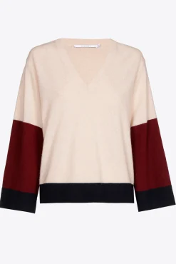 Xandres Pull à couleurs contrastées avec col en V-Femme Xandres Plus|Pulls & Cardigans