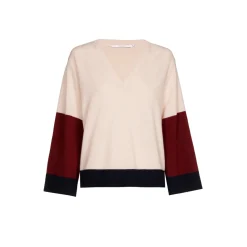 Xandres Pull à couleurs contrastées avec col en V-Femme Xandres Plus|Pulls & Cardigans