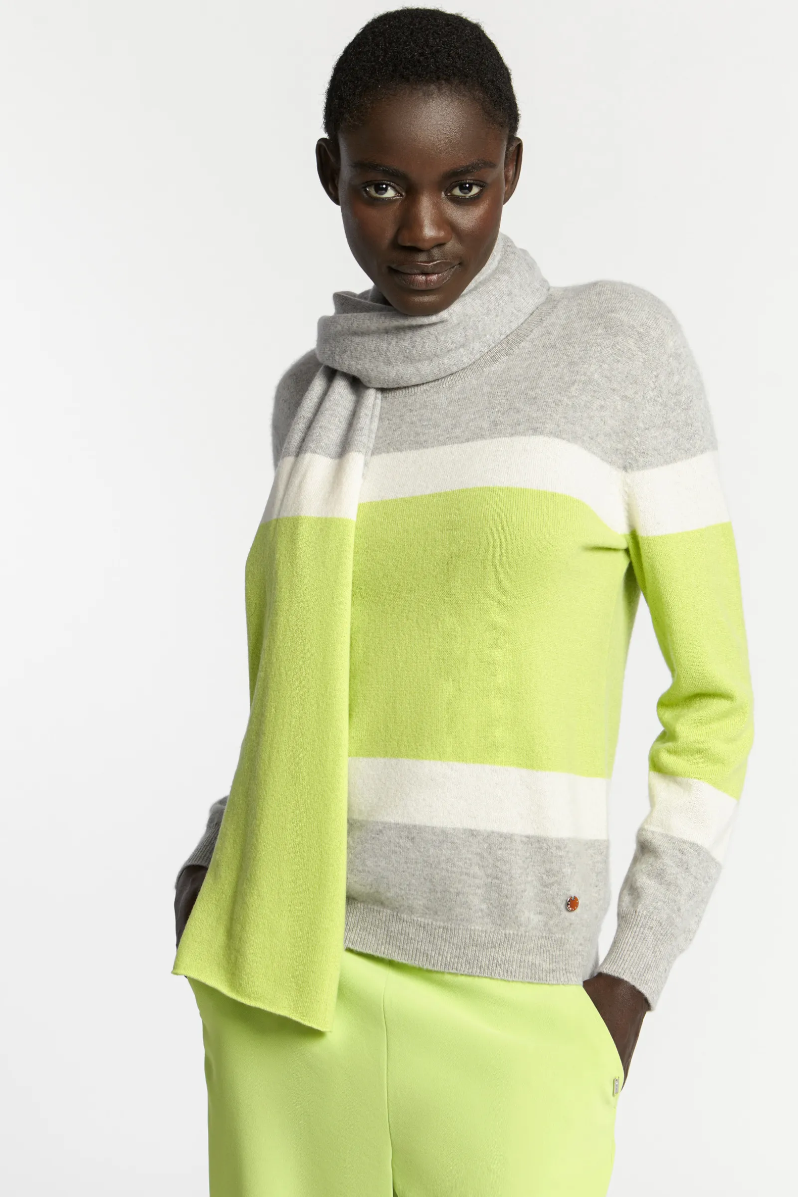 Xandres Pull en cachemire à couleurs contrastées-Femme Pulls & Cardigans