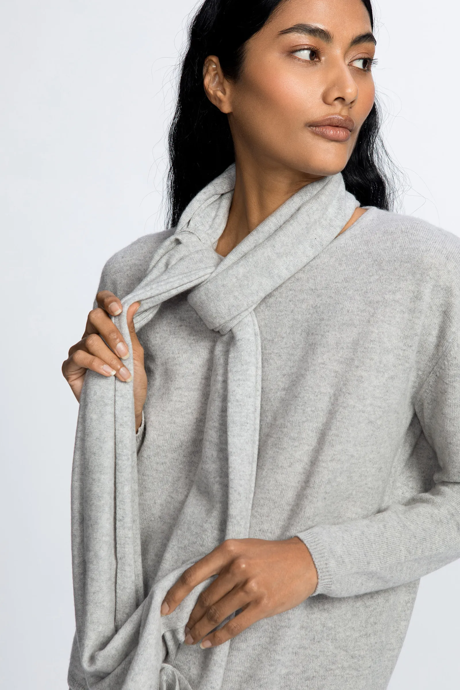 Xandres Pull en cachemire gris à col rond-Femme Essentials|Pulls & Cardigans