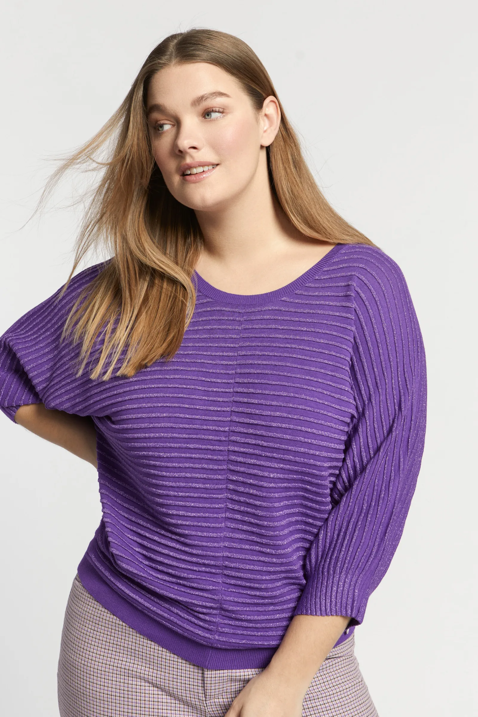 Xandres Pull en maille fantaisie agrémenté de lurex-Femme Xandres Plus|Pulls & Cardigans