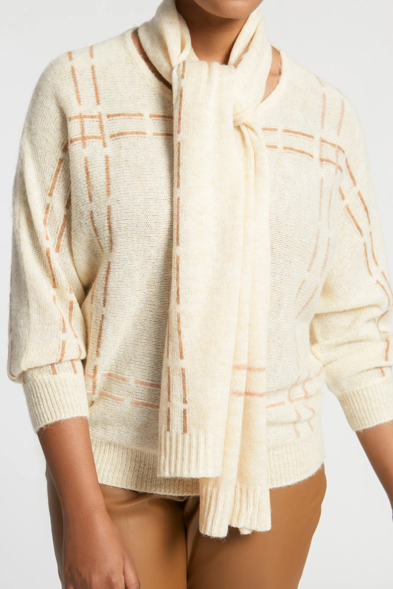 Xandres Pull en mohair avec rayures tricotées-Femme Xandres Plus|Pulls & Cardigans