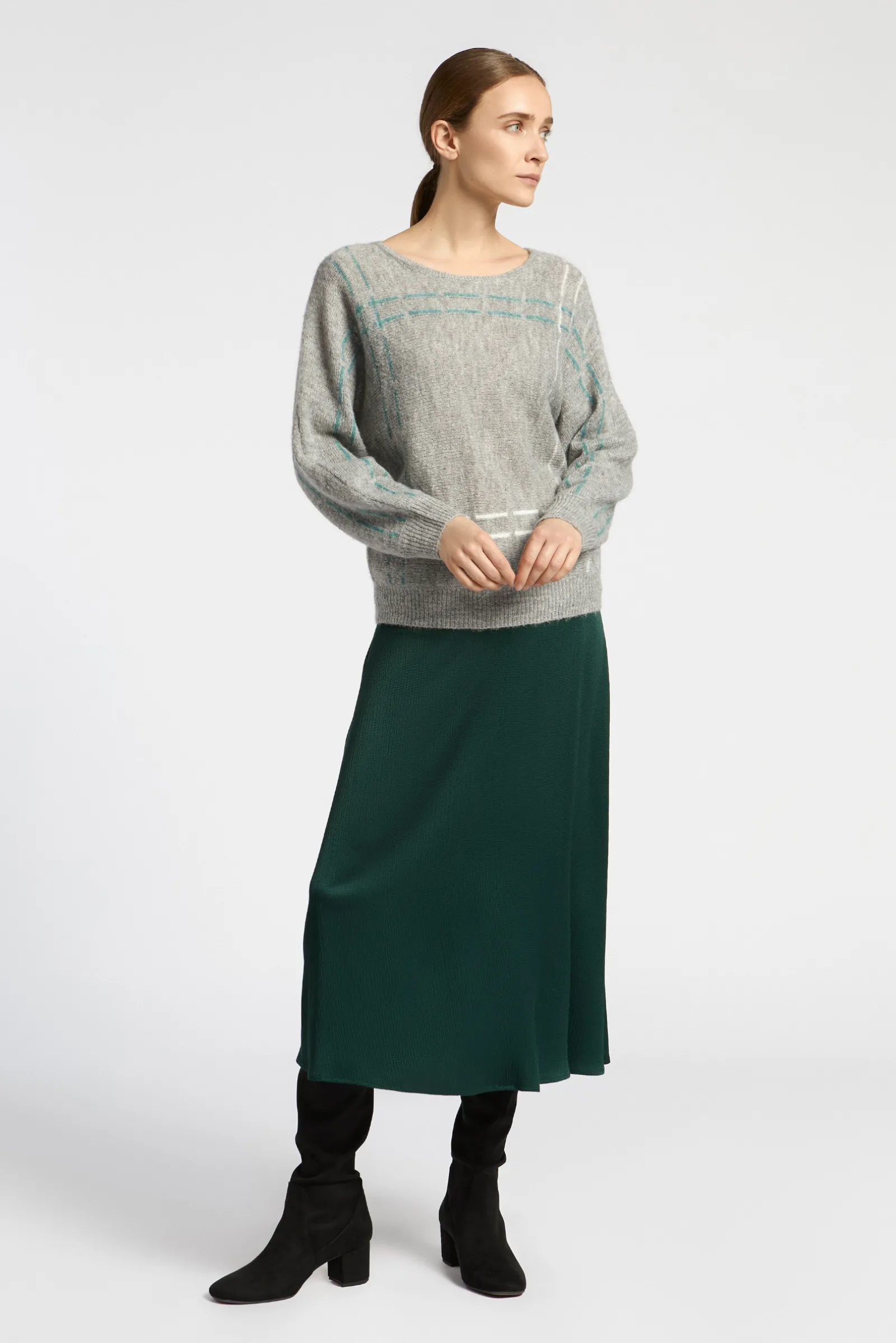 Xandres Pull en mohair avec rayures tricotées-Femme Xandres Plus|Pulls & Cardigans