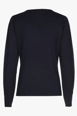 Xandres Pull en soie bleu marine à manches longues-Femme Pulls & Cardigans