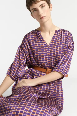 Xandres Robe longue avec imprimé logo-Femme Xandres Plus|Robes