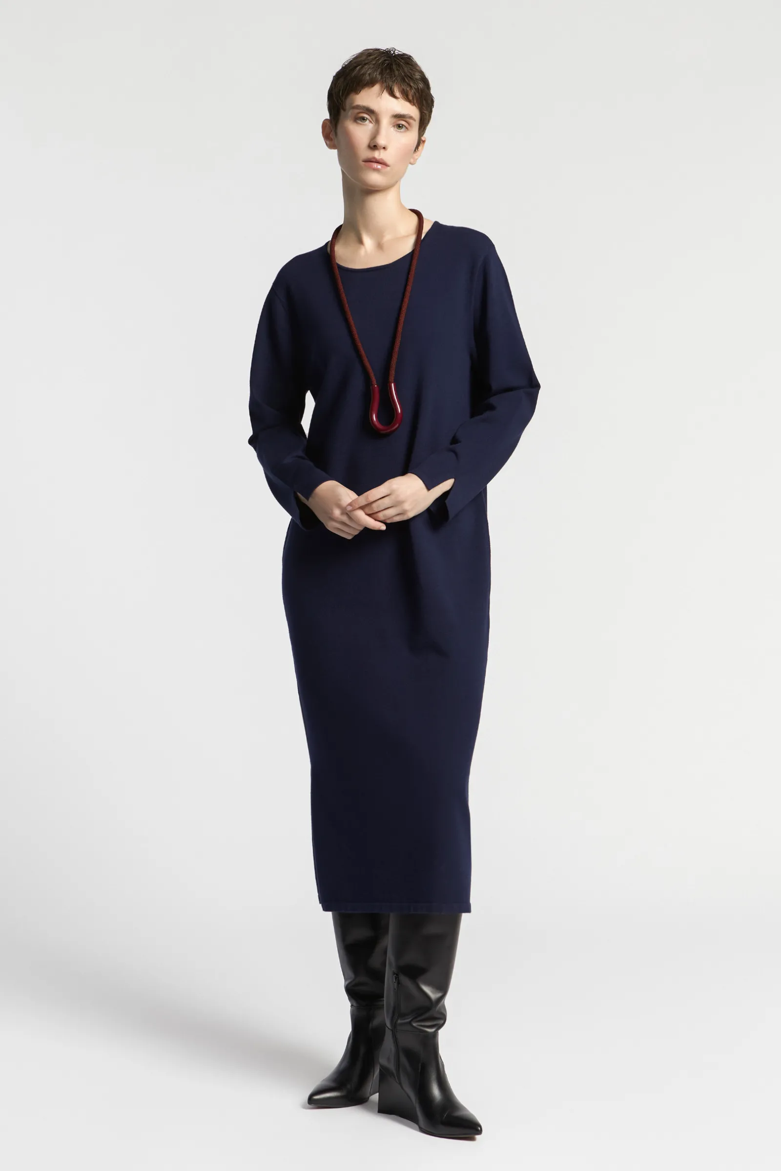 Xandres Robe longue fendue en tricot-Femme Xandres Plus|Robes