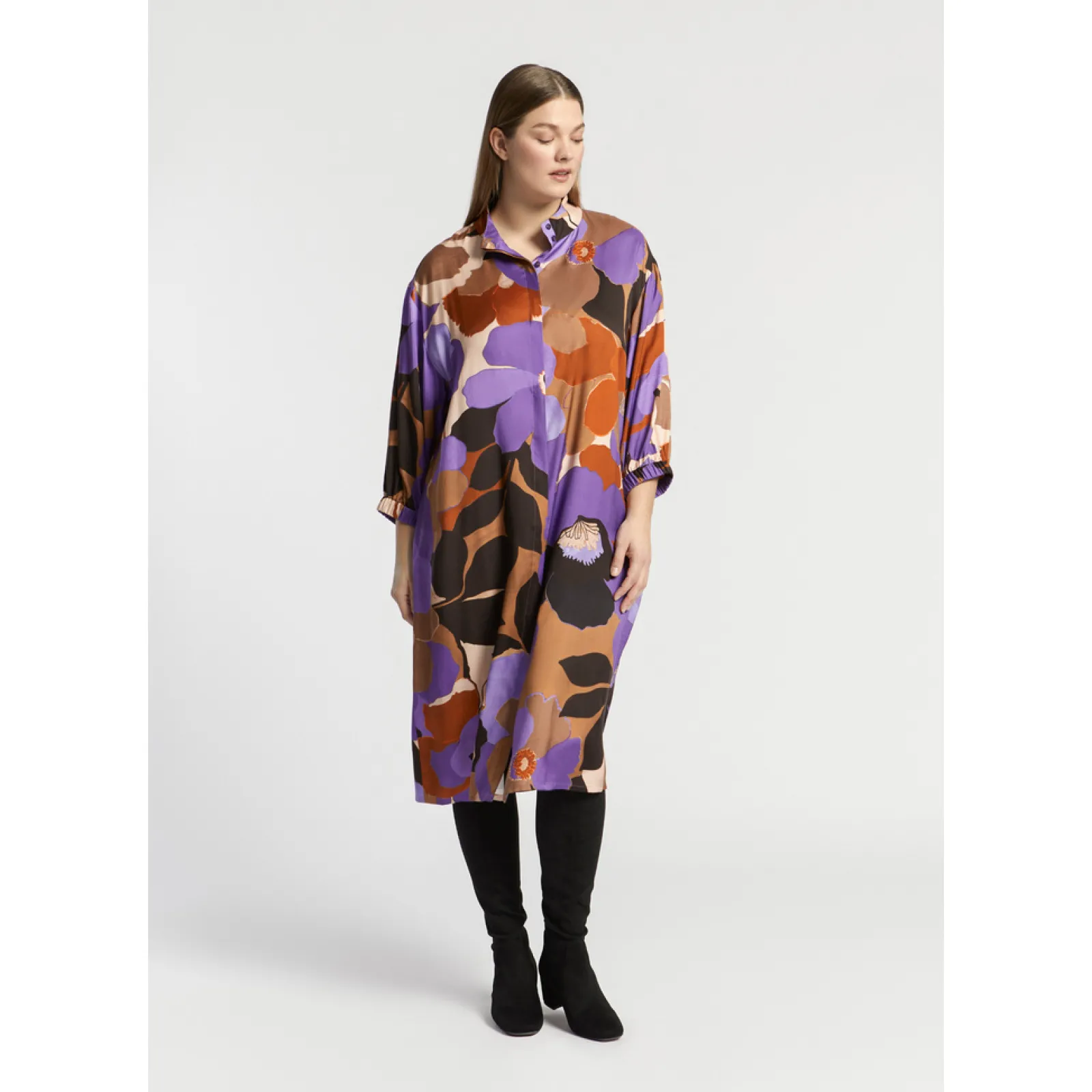 Xandres Robe mi-longue avec motif floral-Femme Xandres Plus|Robes